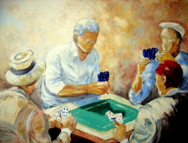 Jugadores de cartas, de Catherine Thivrier-Forestier (http://d0cdn.artquid.com/art/1/13/68896.1306464807.1.o647726542.jpg)